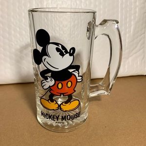 Vintage Walt Disney Mickey Mouse Glass 12 Oz Mug